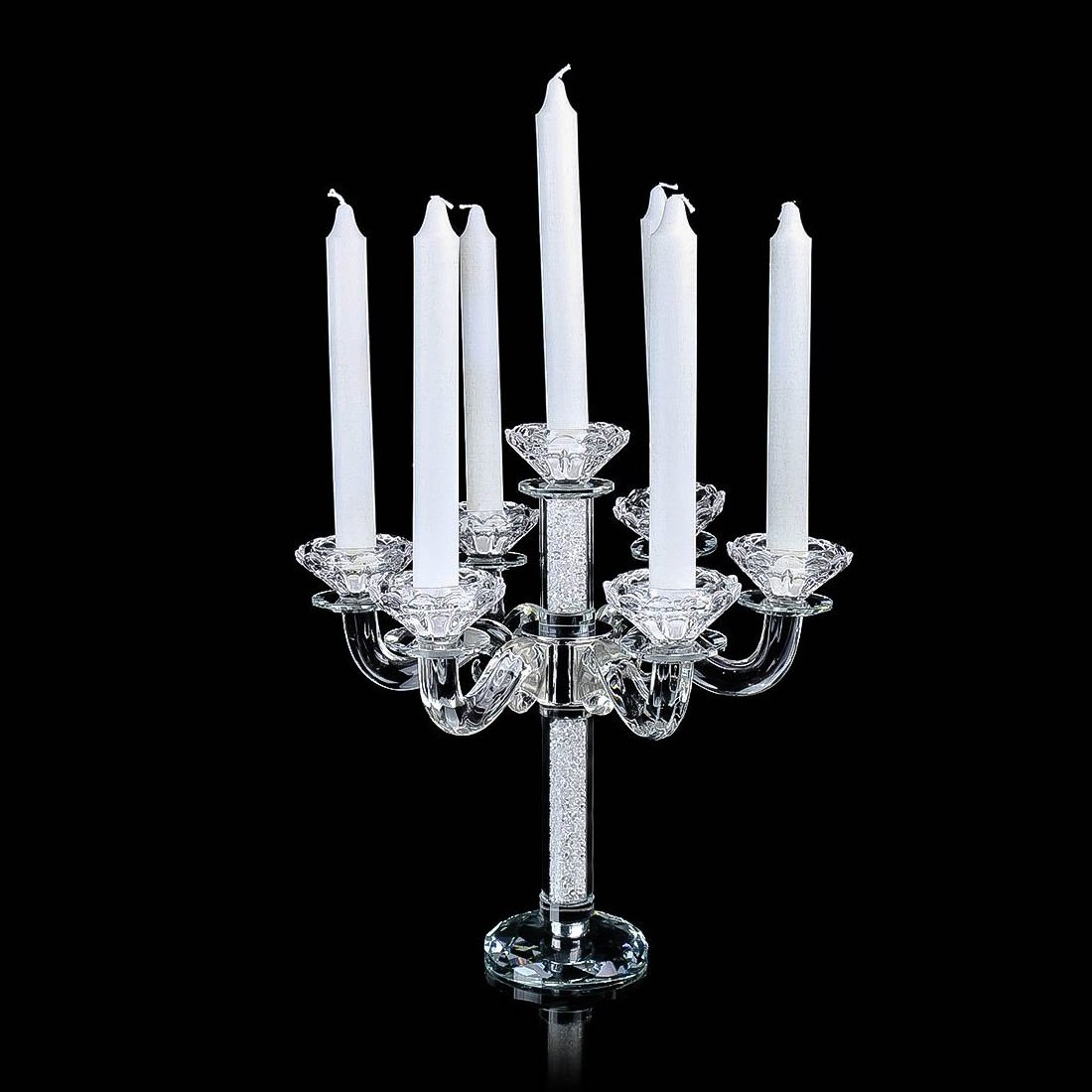 JY Home Wedding Decor 7 Light Crystal Candelabra Taper Candle Holder K9 Crystal With Circular Base Wedding Candelabra