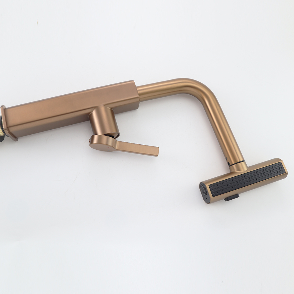 304 SUS Brush Rose Gold Waterfall Kitchen Faucet 3 in 1 360 Degree Waterfall Extender for Kitchen Sink Swivel Faucets