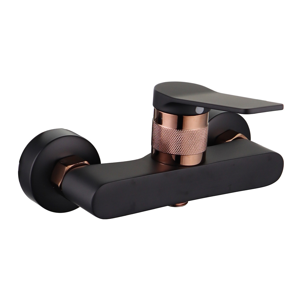 Black & rose gold brass wall mounted bathroom shower bath faucets