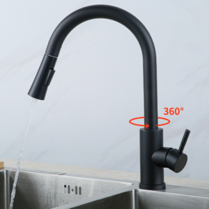 Brushed Nickel Pull Down Sprayer Single Handle Kitchen Sink Faucet 304 Stainless Steel Black Sale Classic Core Faucet