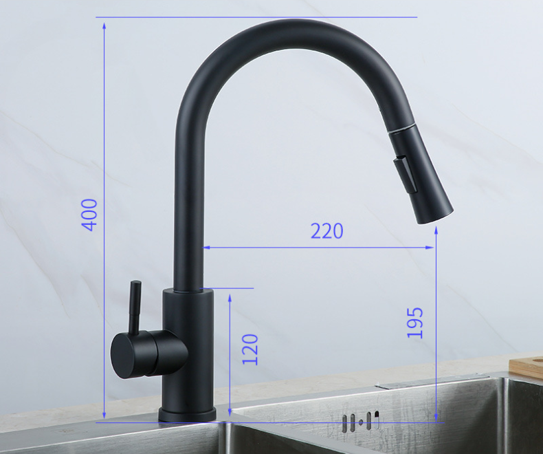 Brushed Nickel Pull Down Sprayer Single Handle Kitchen Sink Faucet 304 Stainless Steel Black Sale Classic Core Faucet