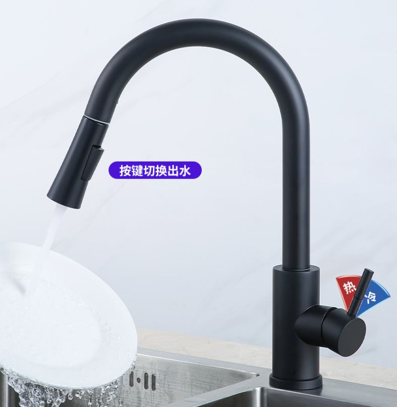 Brushed Nickel Pull Down Sprayer Single Handle Kitchen Sink Faucet 304 Stainless Steel Black Sale Classic Core Faucet