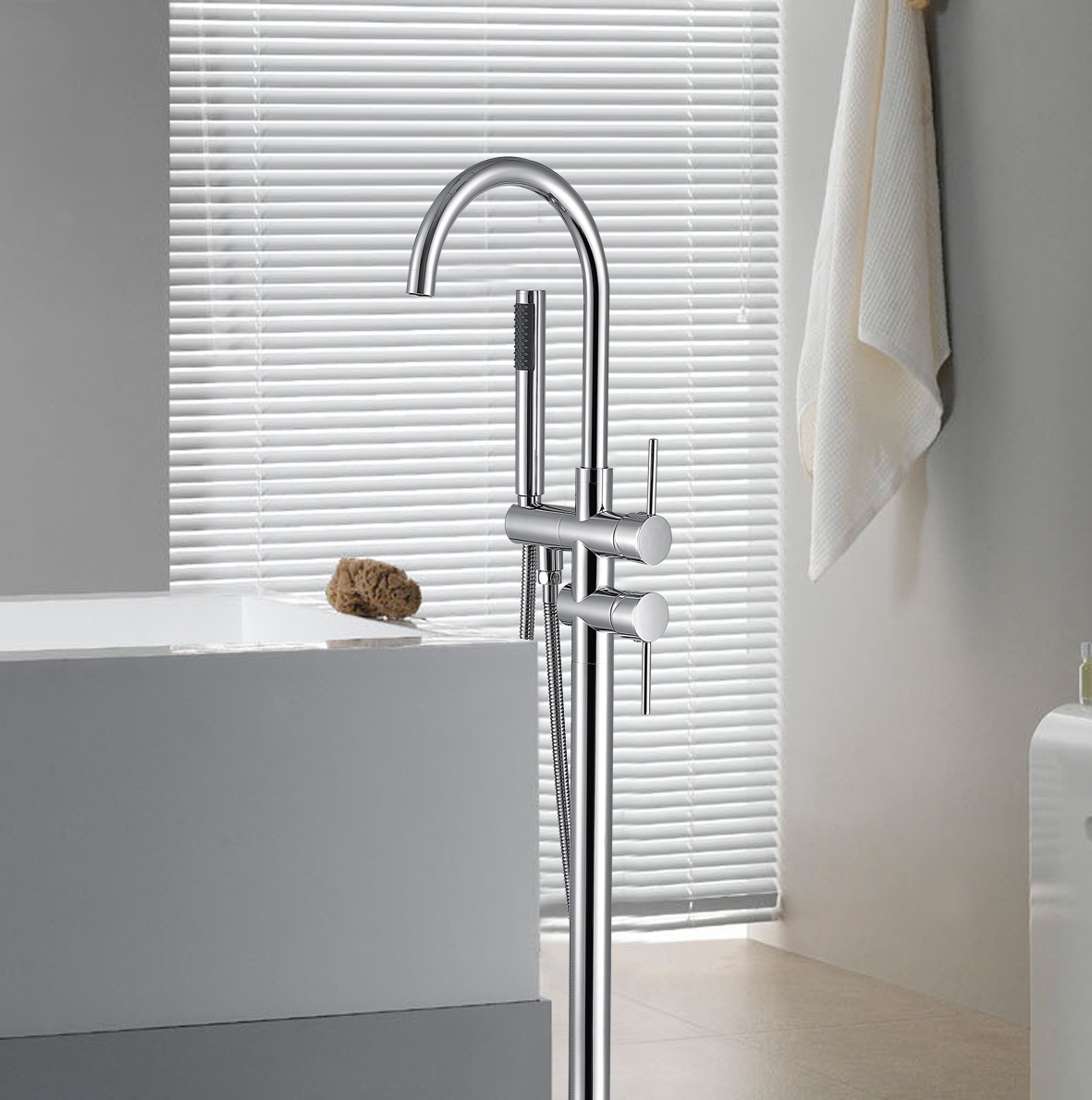 Wholesale Brass Material Floor Fix/mounted Free Standing Bathtub Faucet