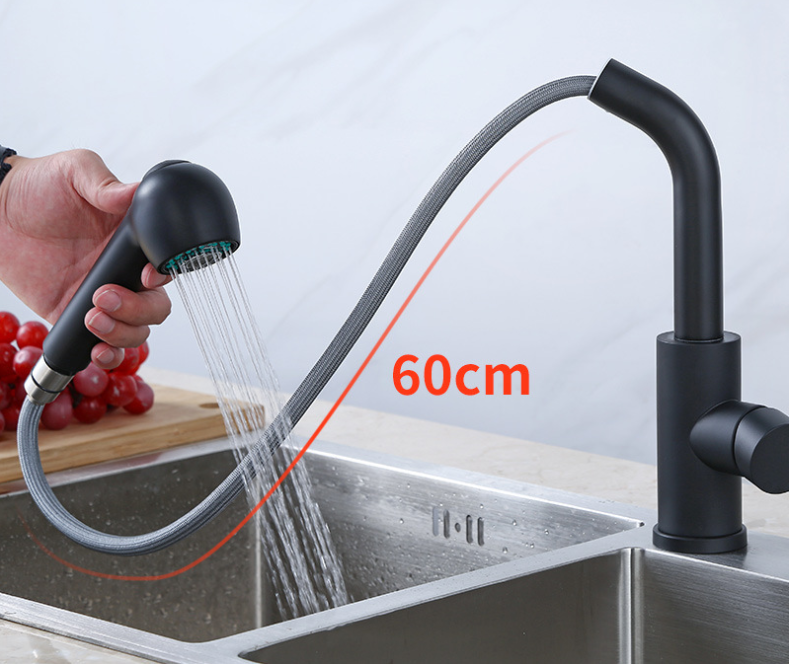 Brushed Pull Down Sprayer Single Handle Kitchen Sink Faucet 304 Stainless Steel Black and Gold Sale CLASSIC Core