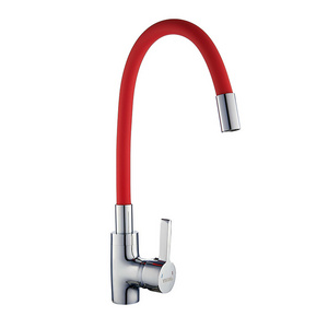 Cheap long neck single handle hose faucet flexible brass kitchen sink faucet