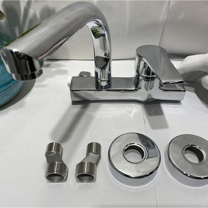 Hot and Cold Water  Kitchen Faucet Kitchen Sink Tap Wall mounted with 360 Degree Rotating Stainless Steel Spout