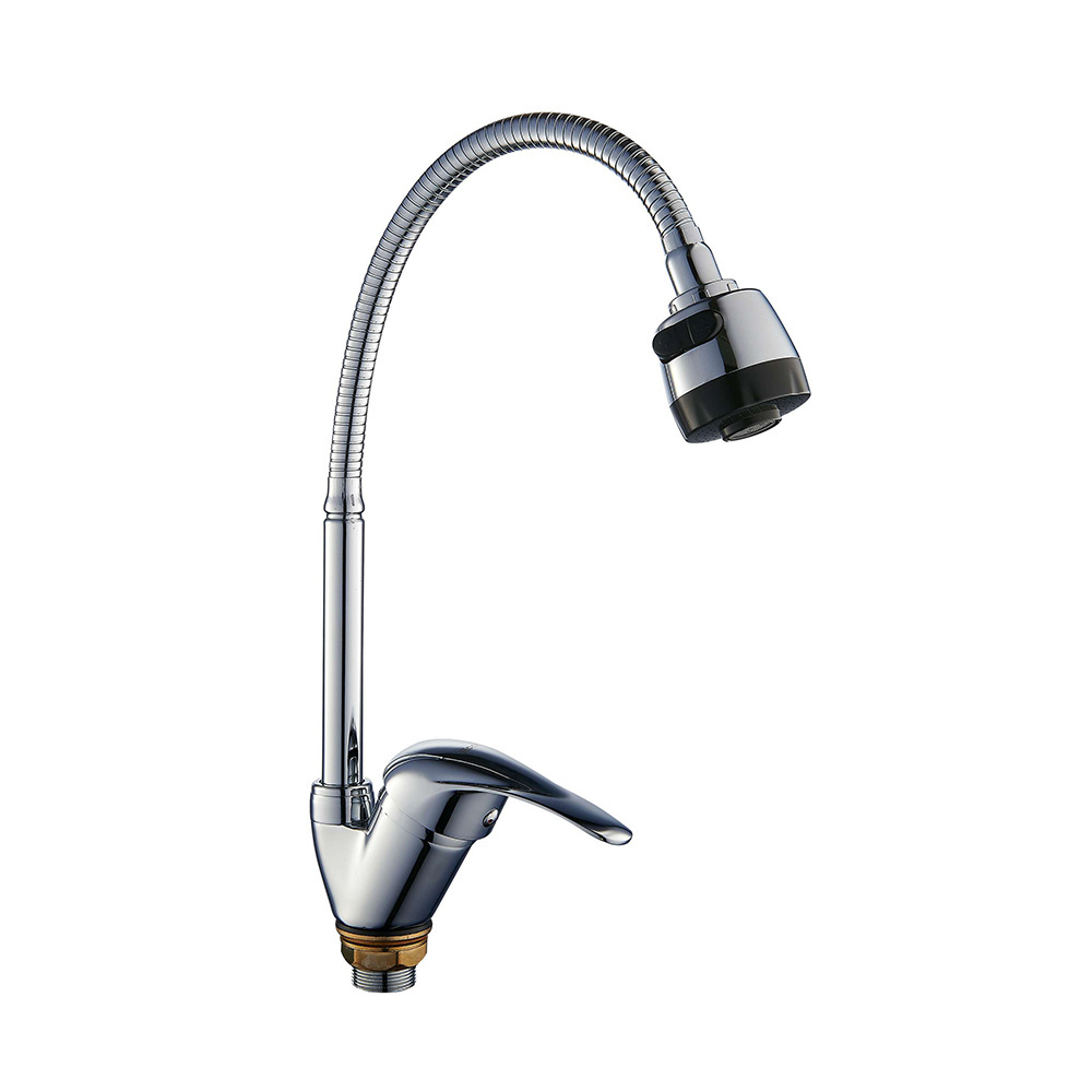 Taizhou Kitchen Hot Cold Water Flexible Mixer Faucet Zinc Alloy Single Lever Faucet