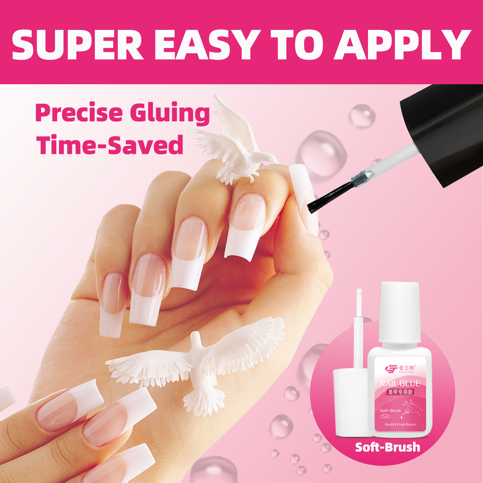 20g Best Selling Organic Nail Glue for Tips Non-toxic nail art glue Brush On Nail Glue