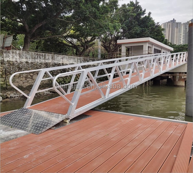 anti-slip durable boat yacht lake floating pontoon dock connected prefabricated pedestrian access stair gangway ladder