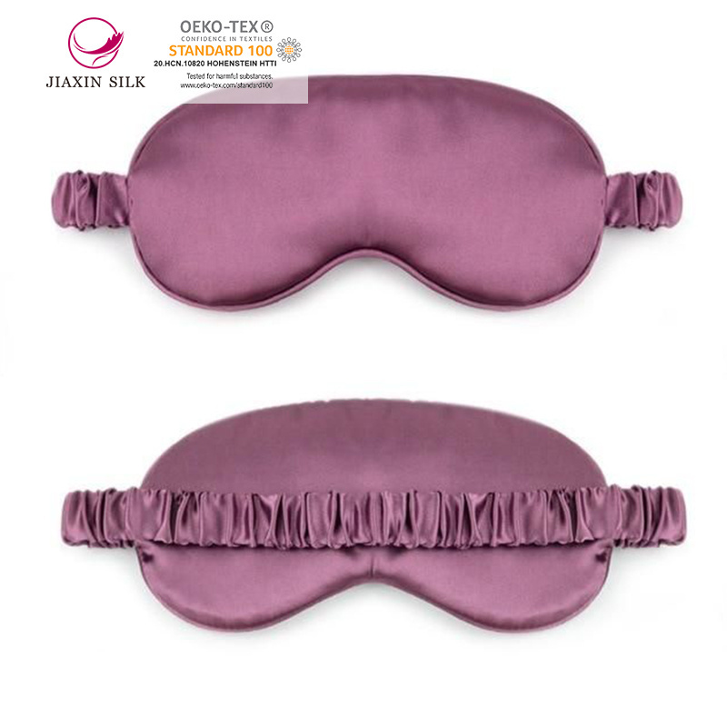 16mm Custom logo Natural mulberry silk sleeping eyemask with elastic band for travel sleep silk eye mask blindfold