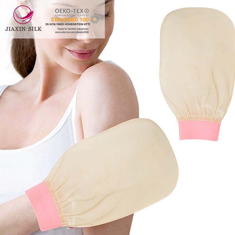 Long Bath Body exfoliating mitt 100% silk exfoliating mitt organic bath gloves body scrubber removes dead skin