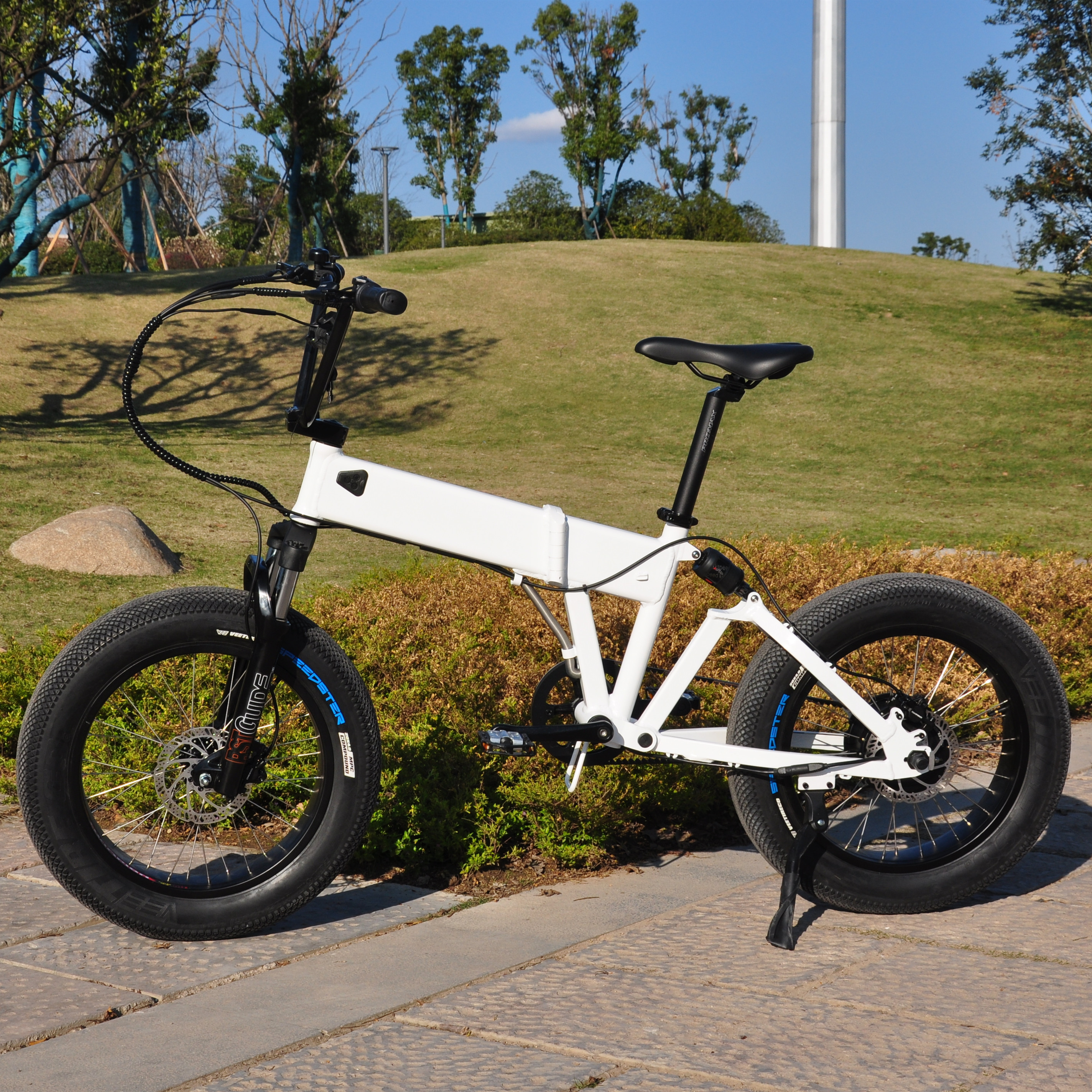 Folding Electric Bike 48V 500W Bafang Motor 7 Speed Electric Commuter Bicycle belt drive E bike with vee speedy Fat Tire