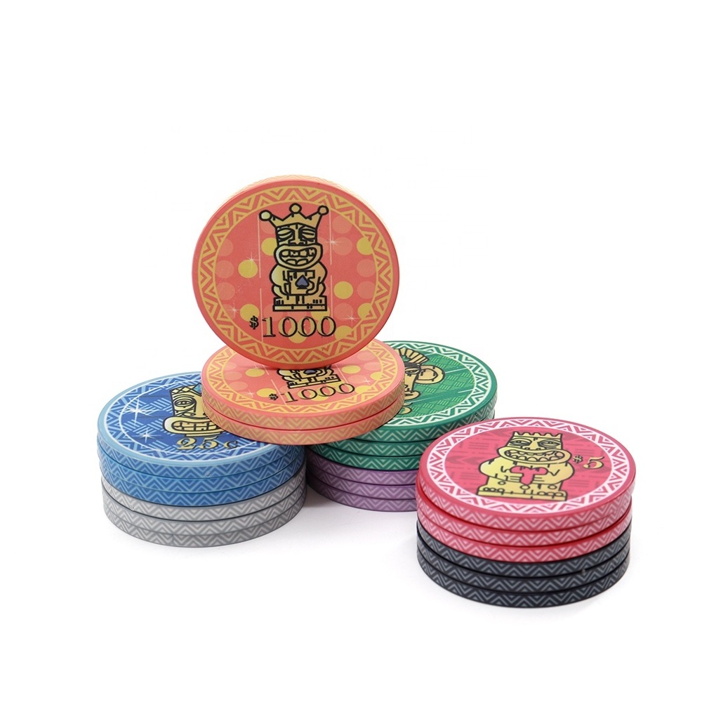 Wholesale custom ceramic poker chips tiki king chip 12g 43mm casino high grade multi size are available from manufacutres