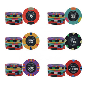 Wholesale luxury 39mm 10g ceramic poker chips free design customized logo engraved ceramik casino chips for poker game