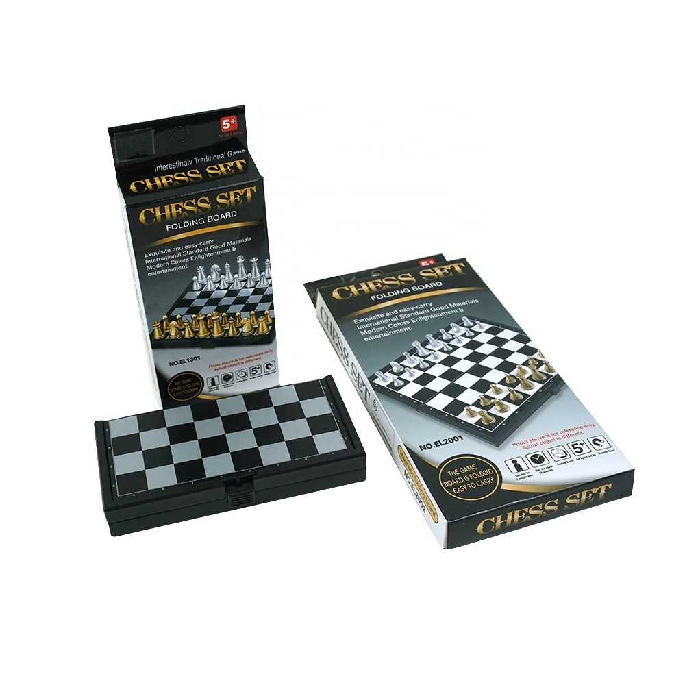 Portable Kids Mini Plastic Chess Set with Magnetic Foldable Chess Board and Chess Pieces