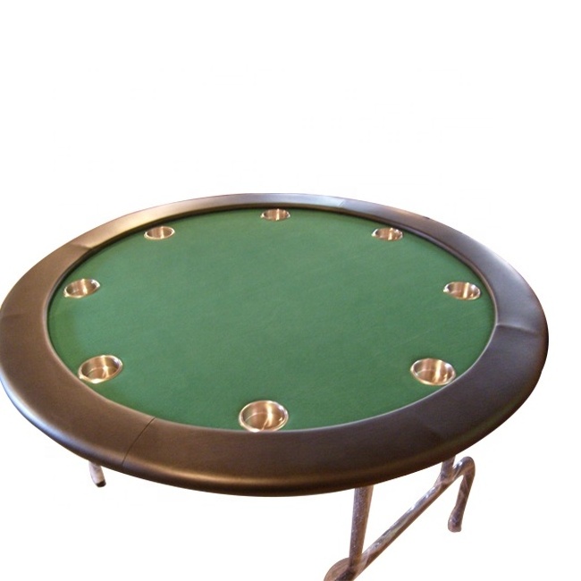 Casino quality 48 inch round poker table customized size high speed cloth metal folding leg for casino gambling games