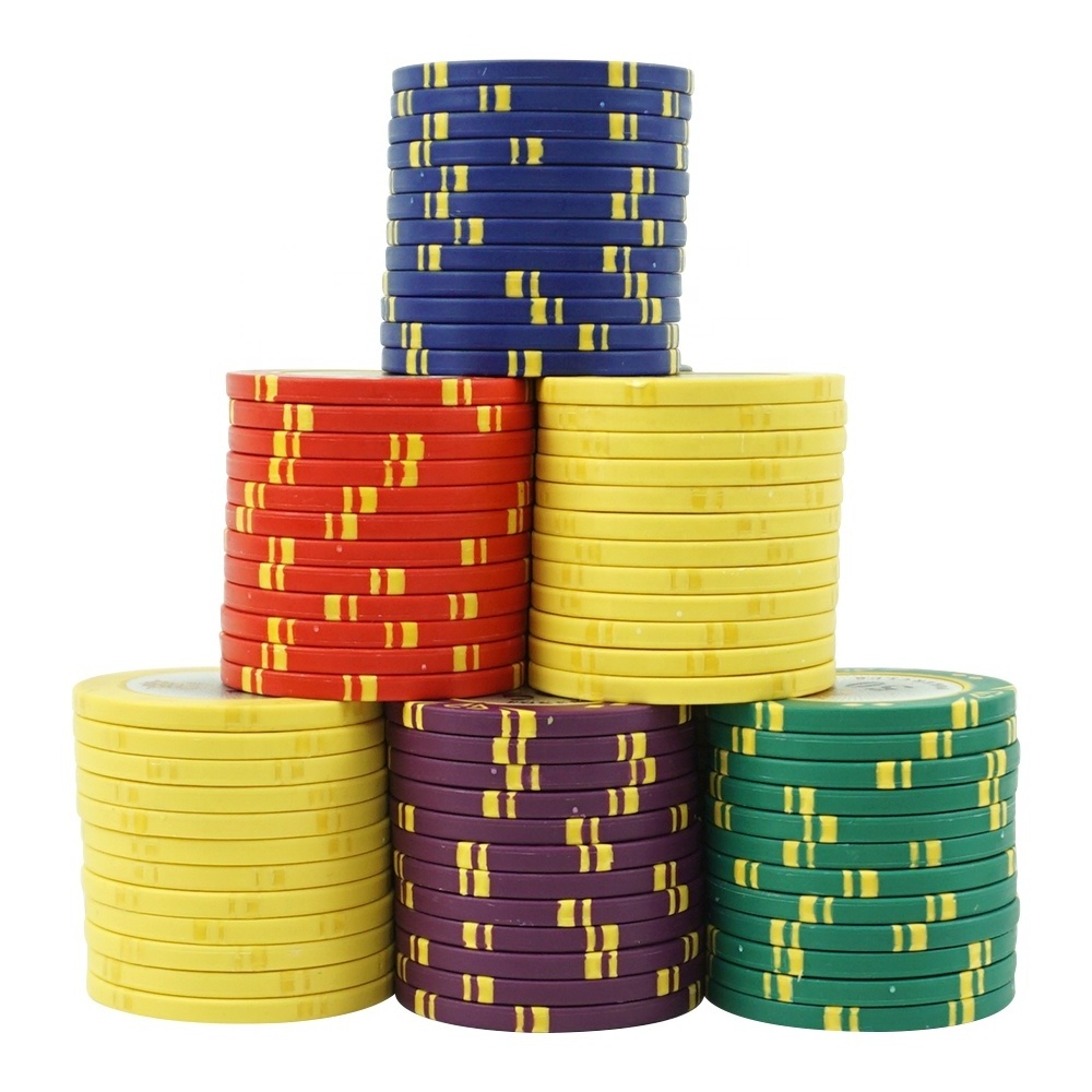 New arrival casino sticker poker chip set with aluminium of 500pcs clay poker chips wholesale