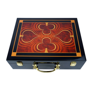 Luxury 500 poker chips wooden case double deck casino empty wood box with for 500pcs 39/40mm poker chips protector