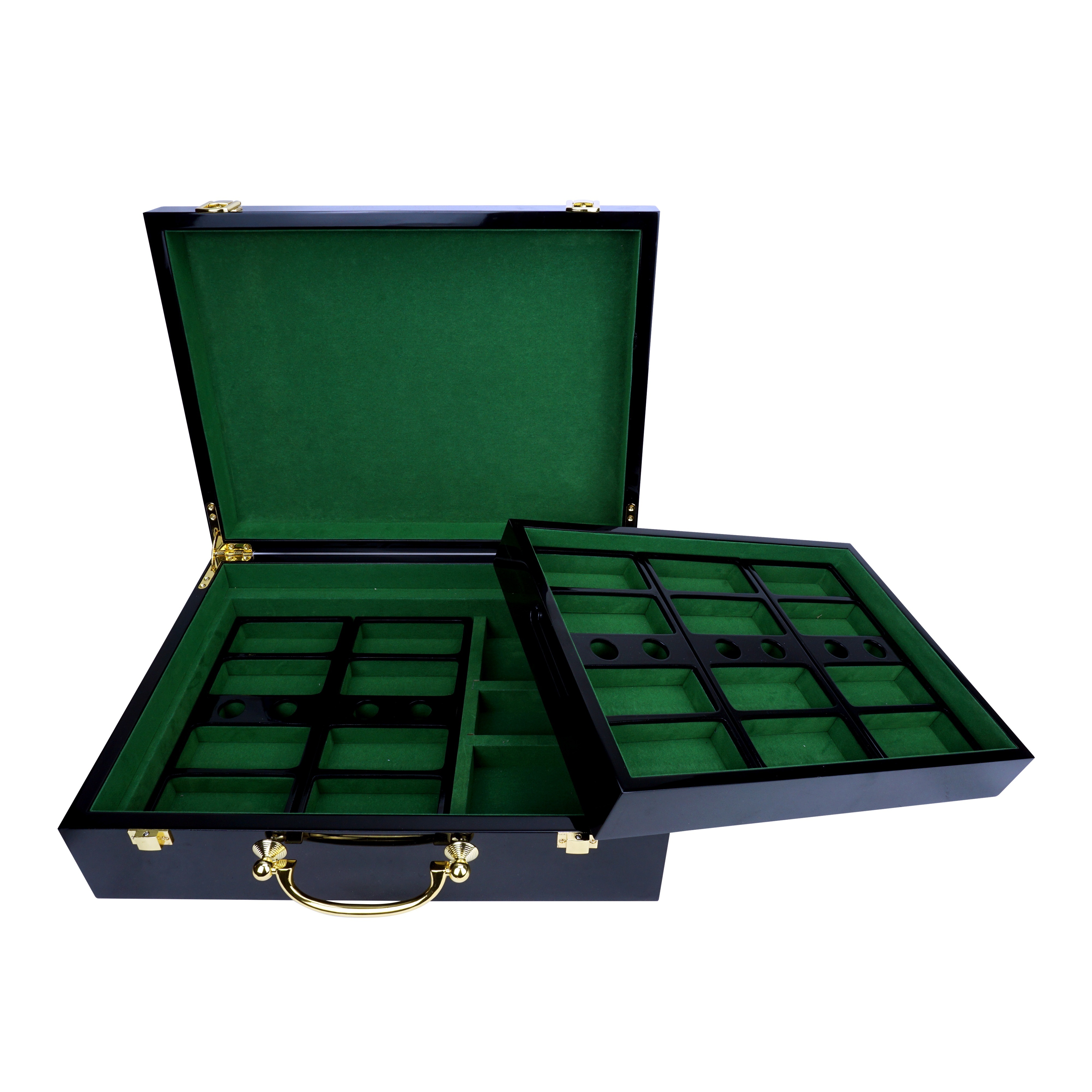 Luxury 500 poker chips wooden case double deck casino empty wood box with for 500pcs 39/40mm poker chips protector