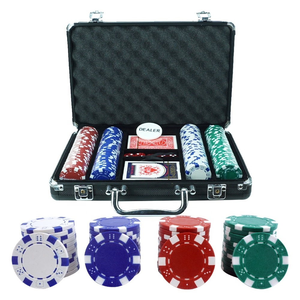 High quality black aluminum empty box can carry 200 40mm or 43 mm chips 2 poker and dice casino case for storage poker chips