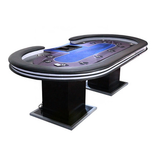 Professional casino grade poker table  94 inch with 10 seat players and led light 1pc can custom table factory for gambling game