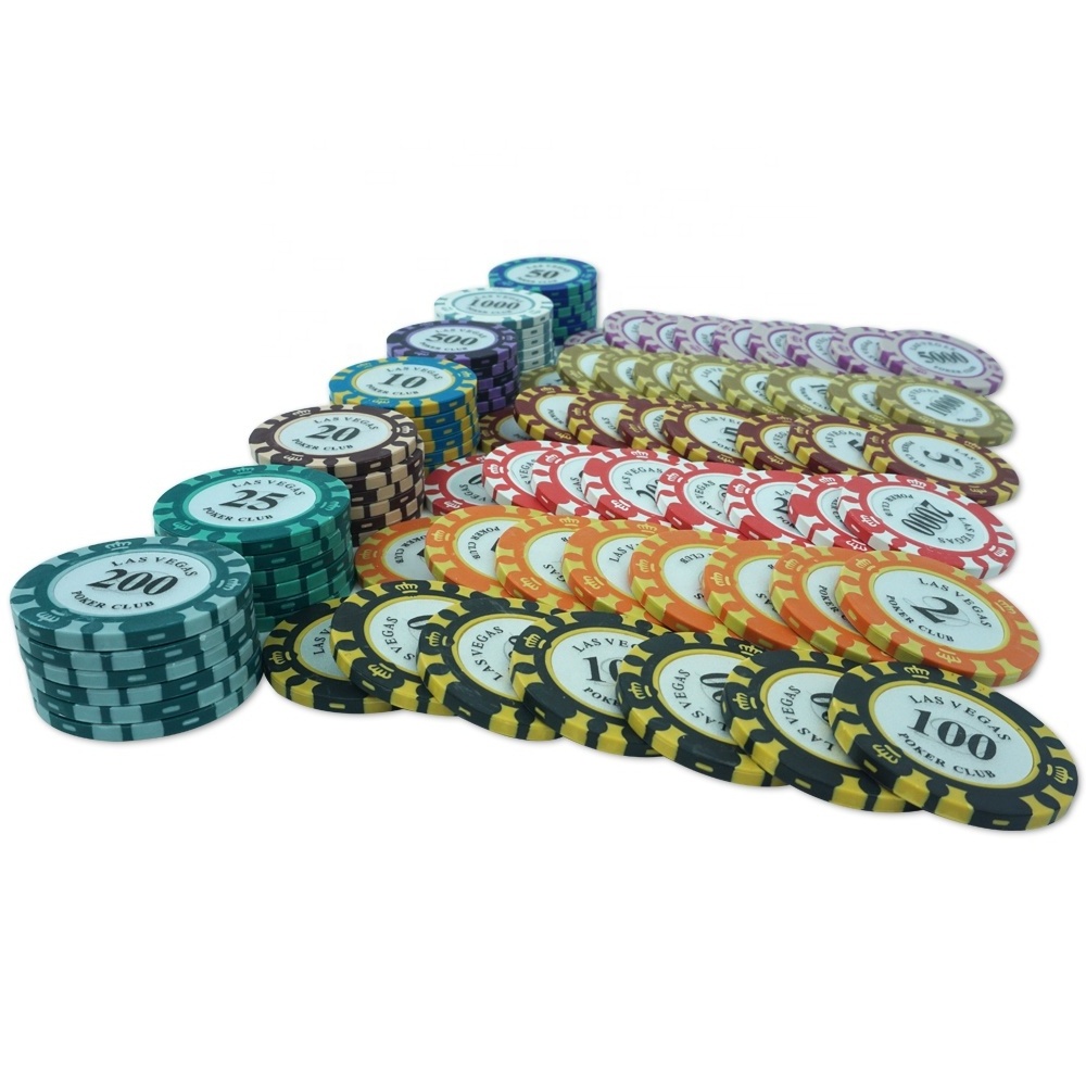 2 tone poker chips clay 14g 40mm las vegas 3 crowns chips white number stickers from china factory supply for casino poker club