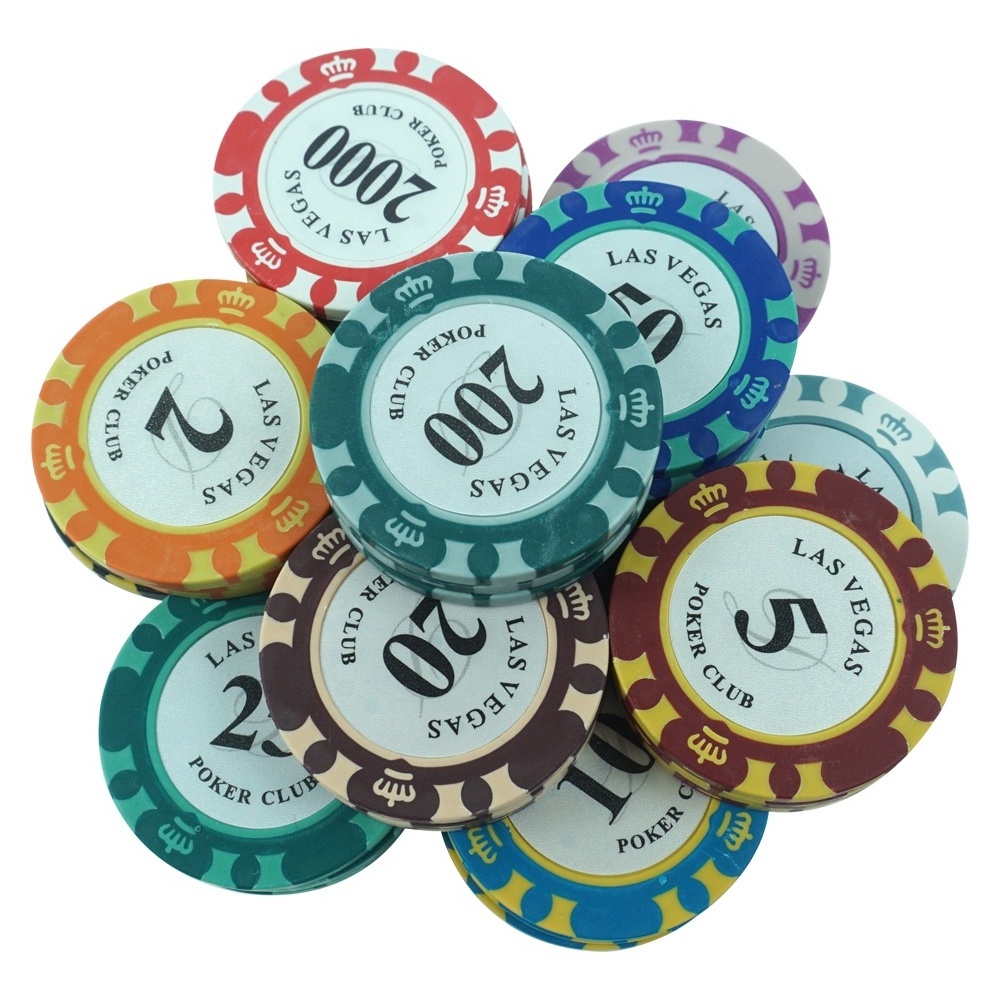 2 tone poker chips clay 14g 40mm las vegas 3 crowns chips white number stickers from china factory supply for casino poker club