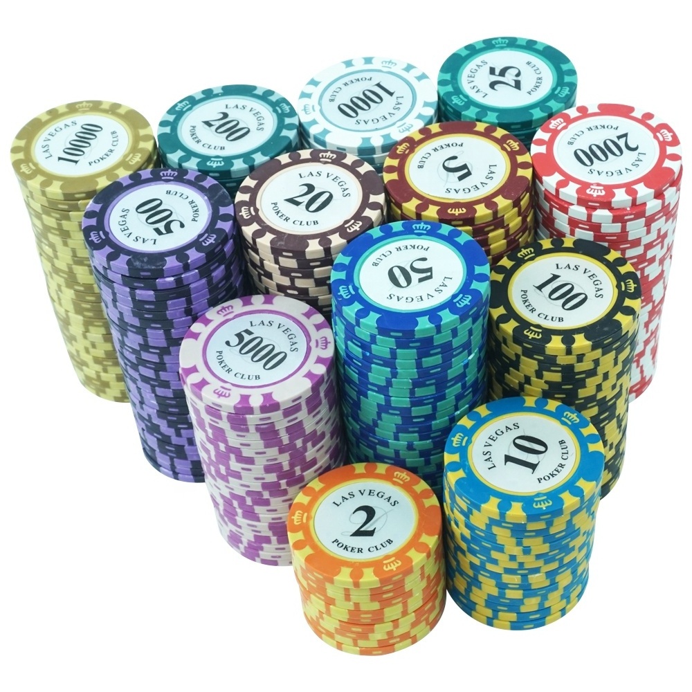 2 tone poker chips clay 14g 40mm las vegas 3 crowns chips white number stickers from china factory supply for casino poker club