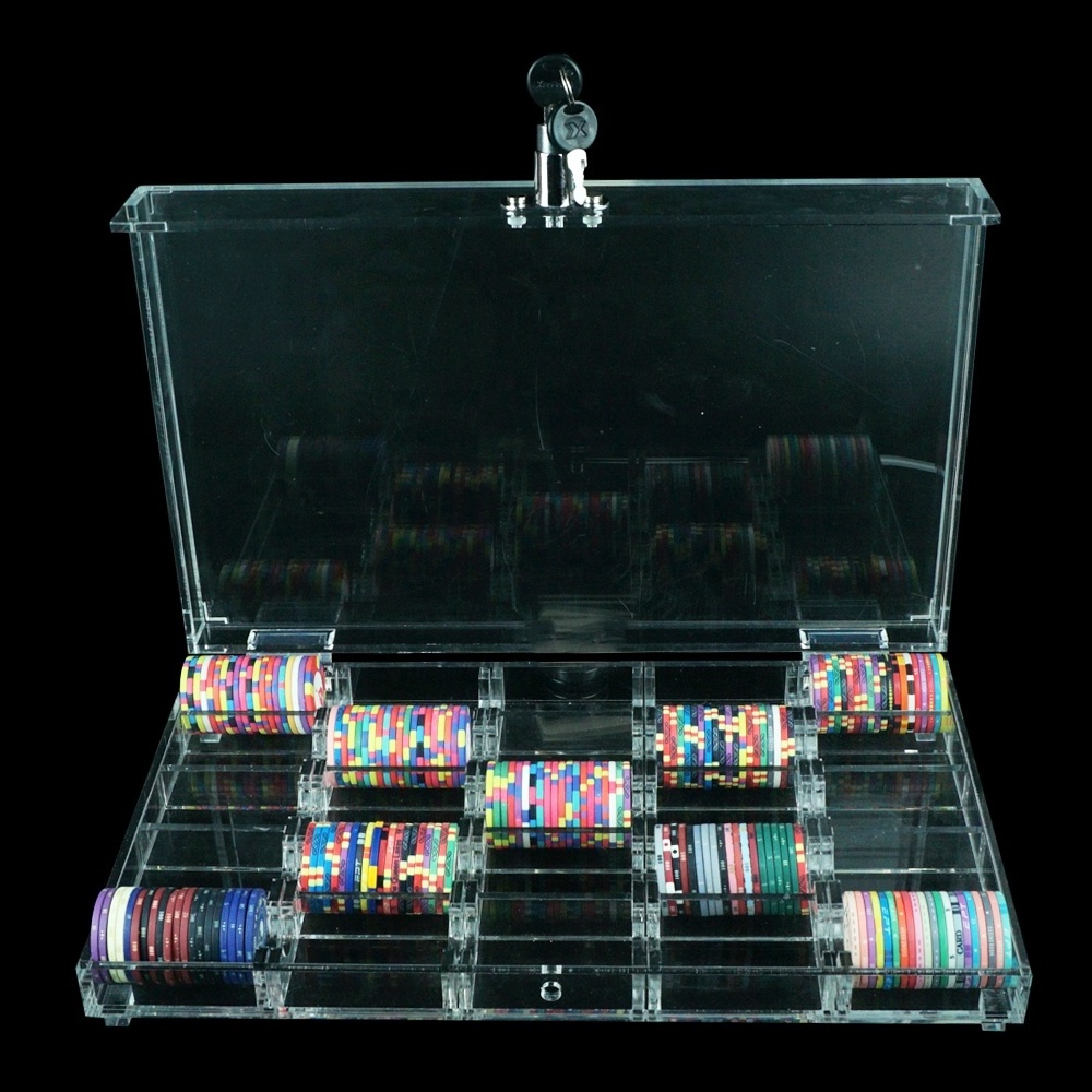 Casino grade 500 poker chips case empty acrylic display box without poker chips for storage 39mm 40mm poker chips