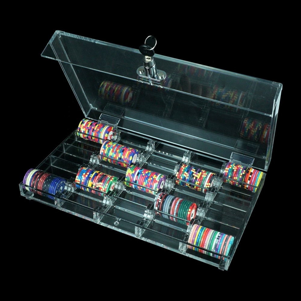 Casino grade 500 poker chips case empty acrylic display box without poker chips for storage 39mm 40mm poker chips