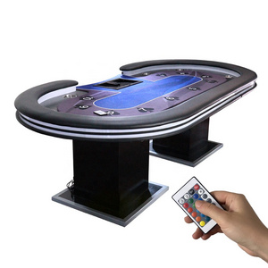 2023 LED light gambling roulette table casino 94 inch with 10 seats players luxury blackjack  piker table for casino poker club