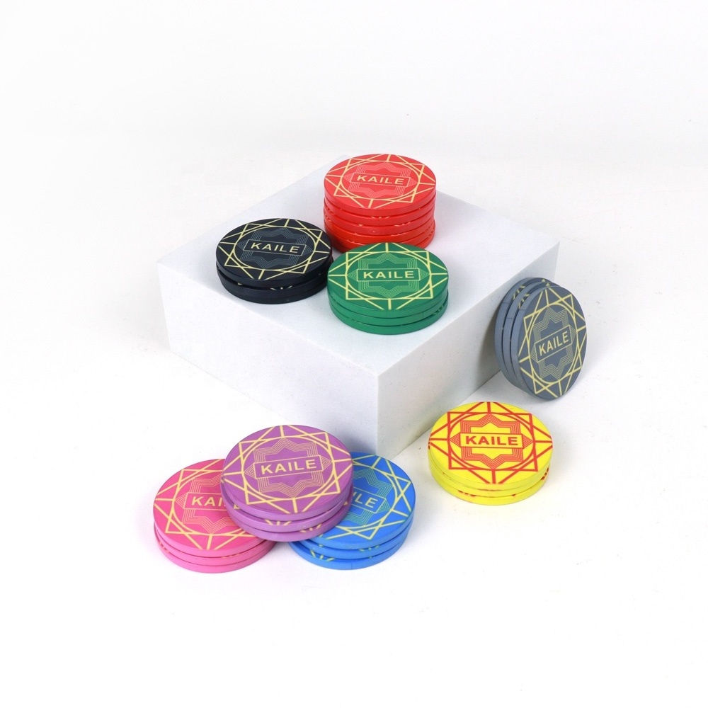 KAILE Wholesale 14g ceramic poker chips 46mm custom design logo accepted rounders chips for casino gambling game