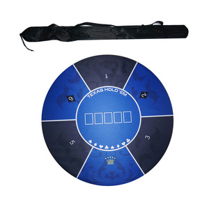 Customised 120cm Casino Round Blue Gambing Table Rubber Table mat 2mm Thickness 6 Position Poker Game Table clothes