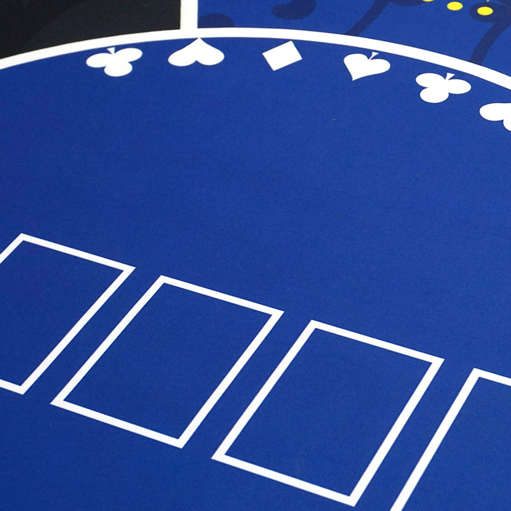 Customised 120cm Casino Round Blue Gambing Table Rubber Table mat 2mm Thickness 6 Position Poker Game Table clothes