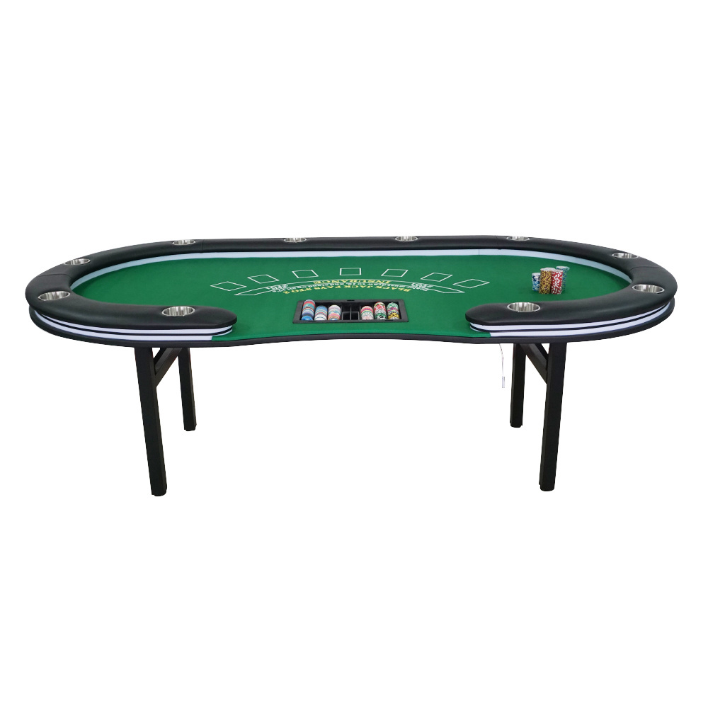 Custom Green Speed Felt Foldable  Blackjack Texas Hold'em Table Casino Leisure Table for Playing Card Games Dominoes