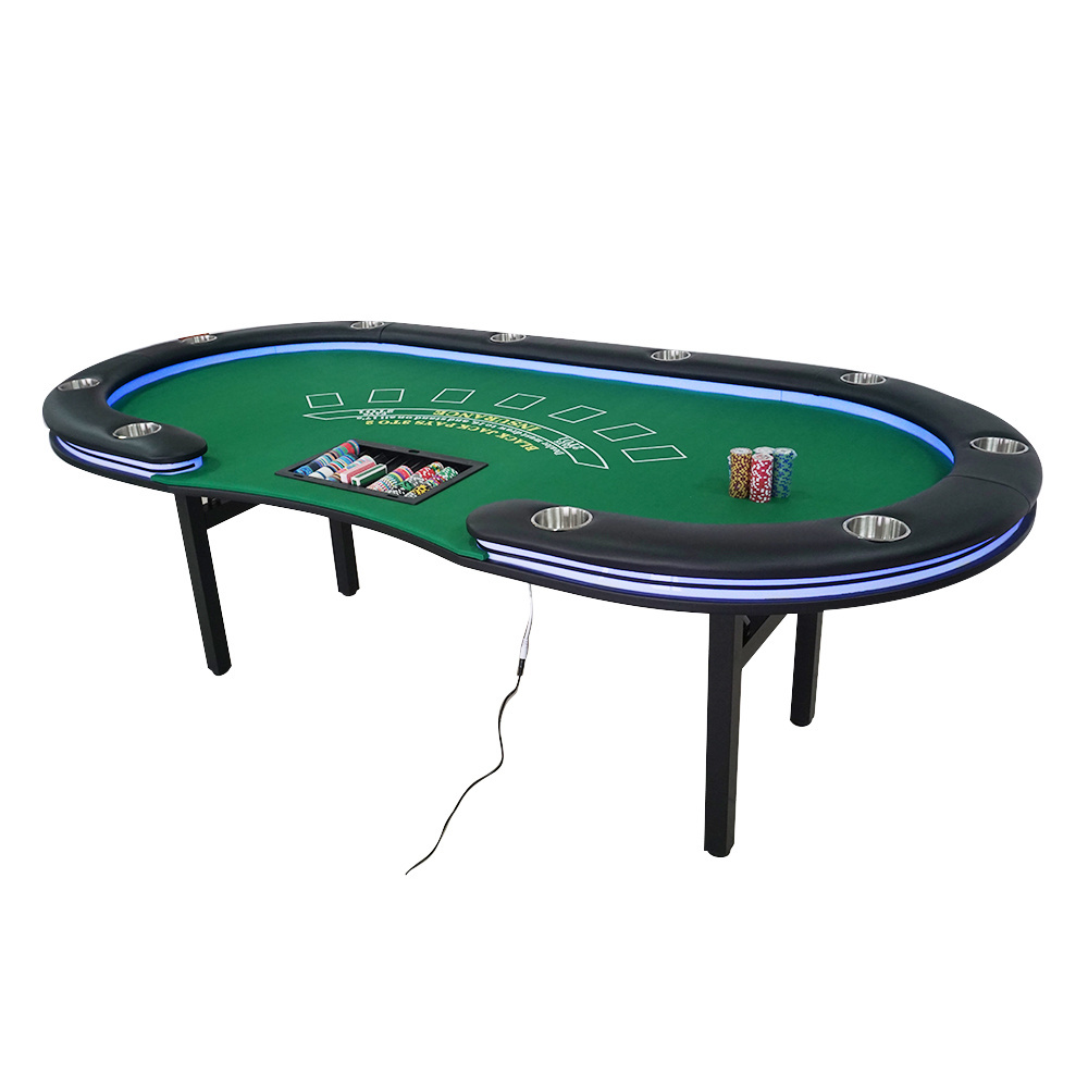 Custom Green Speed Felt Foldable  Blackjack Texas Hold'em Table Casino Leisure Table for Playing Card Games Dominoes