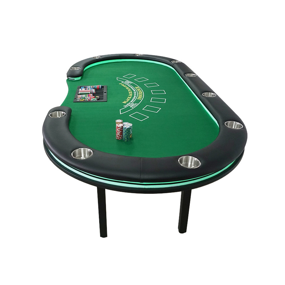 Custom Green Speed Felt Foldable  Blackjack Texas Hold'em Table Casino Leisure Table for Playing Card Games Dominoes