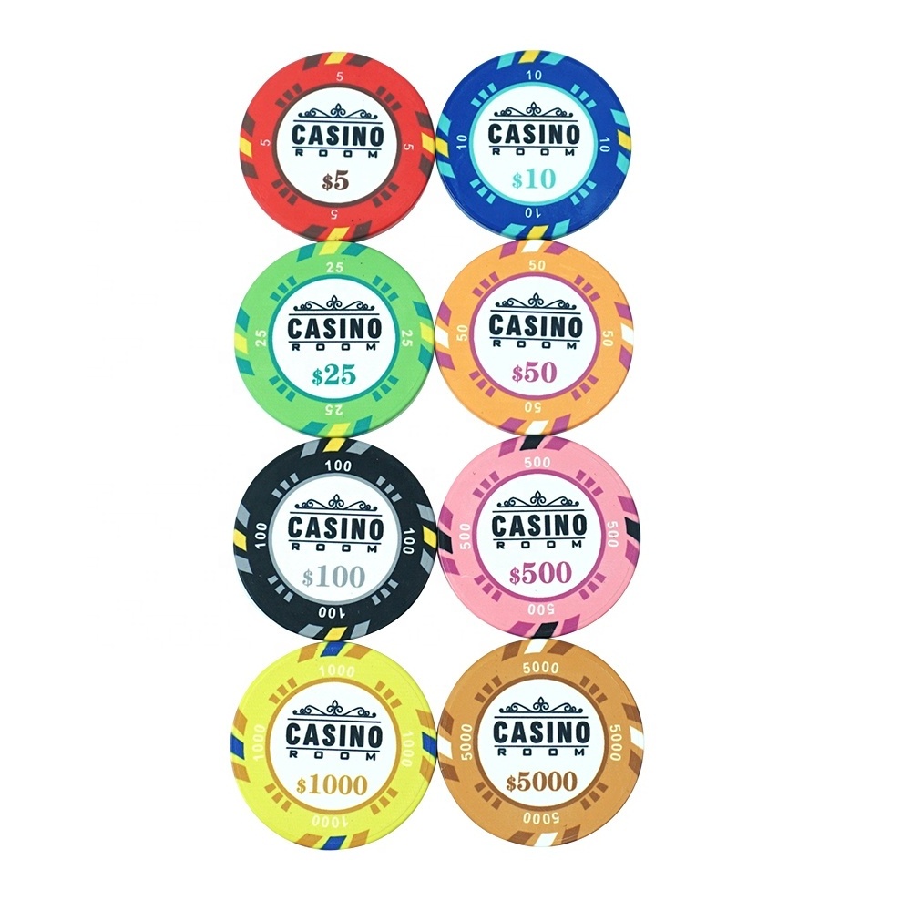 Factory professional custom casino 39mm ceramic poker chips set 10g deluxe fancy game  different value for gamebling poker game