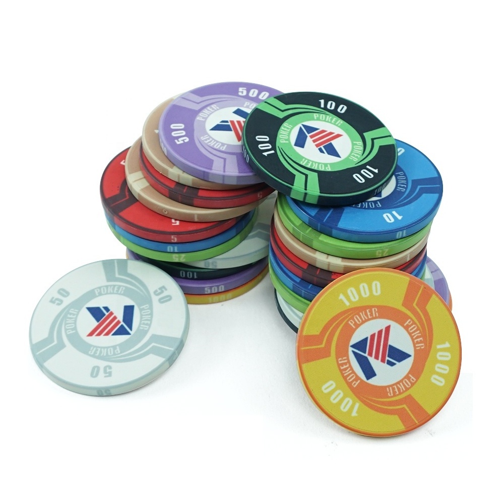 Free design and sample of 10g ceramic poker chips with custom logo professional factory supply for casino entertainment products