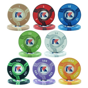 Free design and sample of 10g ceramic poker chips with custom logo professional factory supply for casino entertainment products