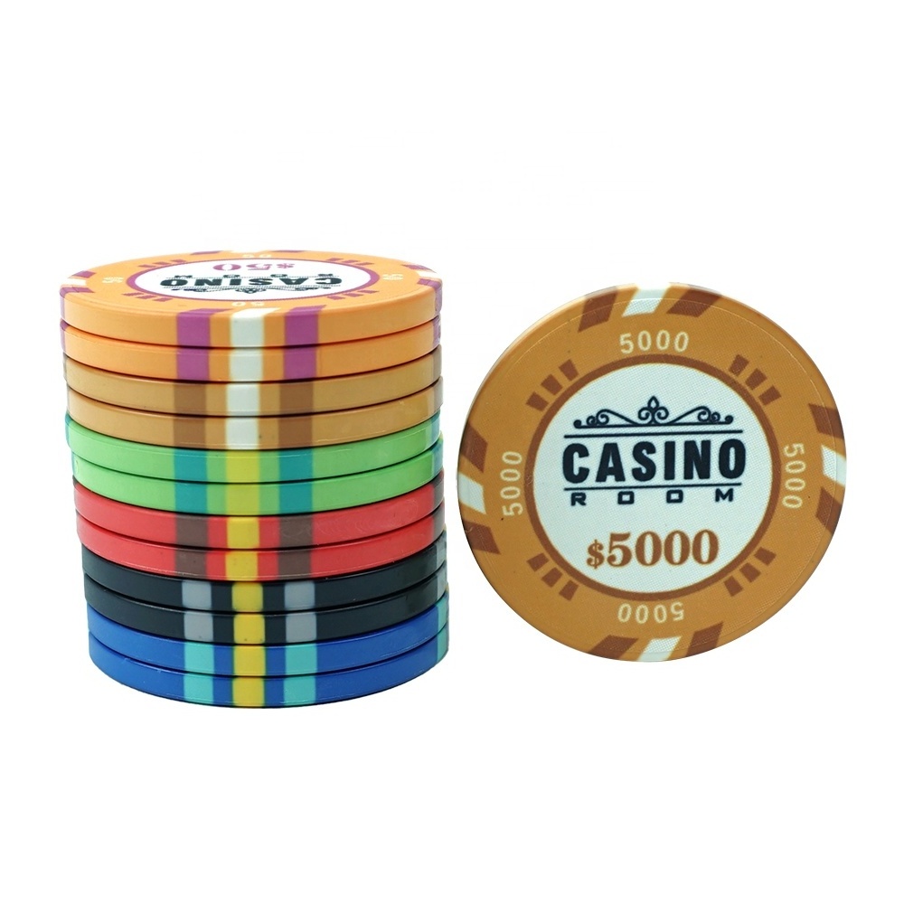 Factory professional custom casino 39mm ceramic poker chips set 10g deluxe fancy game  different value for gamebling poker game