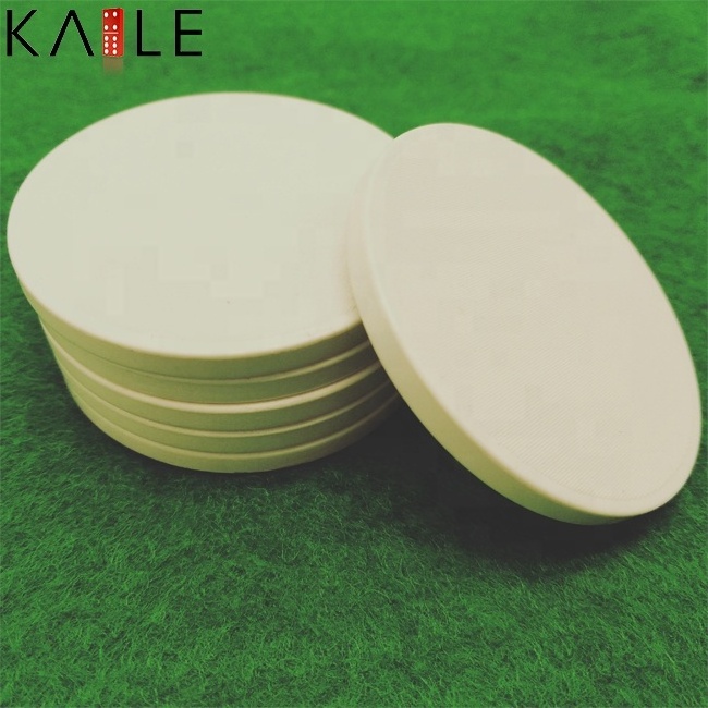 Factory supply 39mm cheap white poker chips ceramic blanks 10g  per piece any logo design can print on chips for casino games