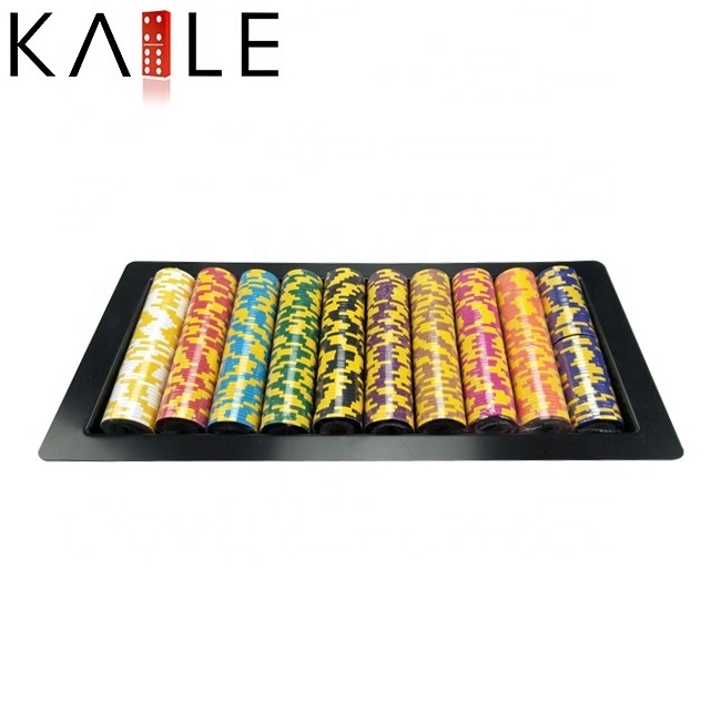 blackjack black poker chip trays casino grade plastic 10 rows rack can holder 500ct 40mm chips suppliers for gambling game