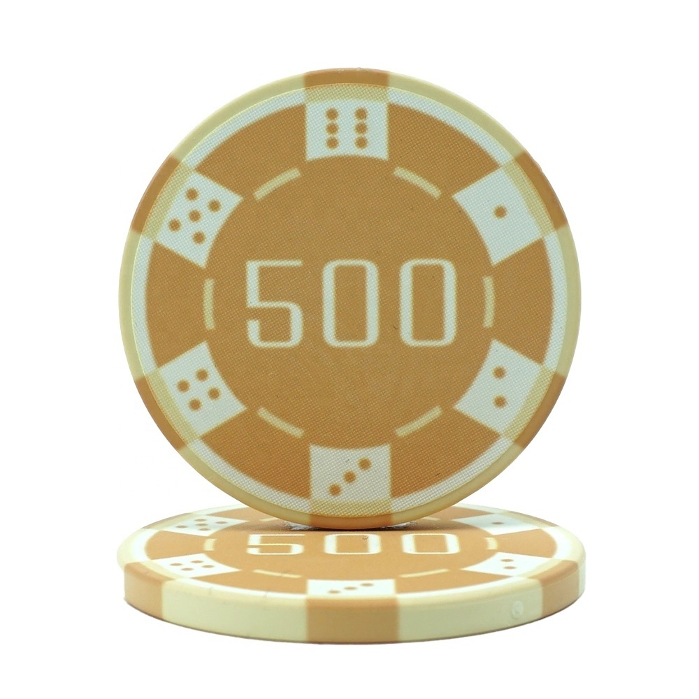 New design 39mm*3.5mm ceramic dice poker chips of 10g per piece digital value chips from directly factory for caisno game