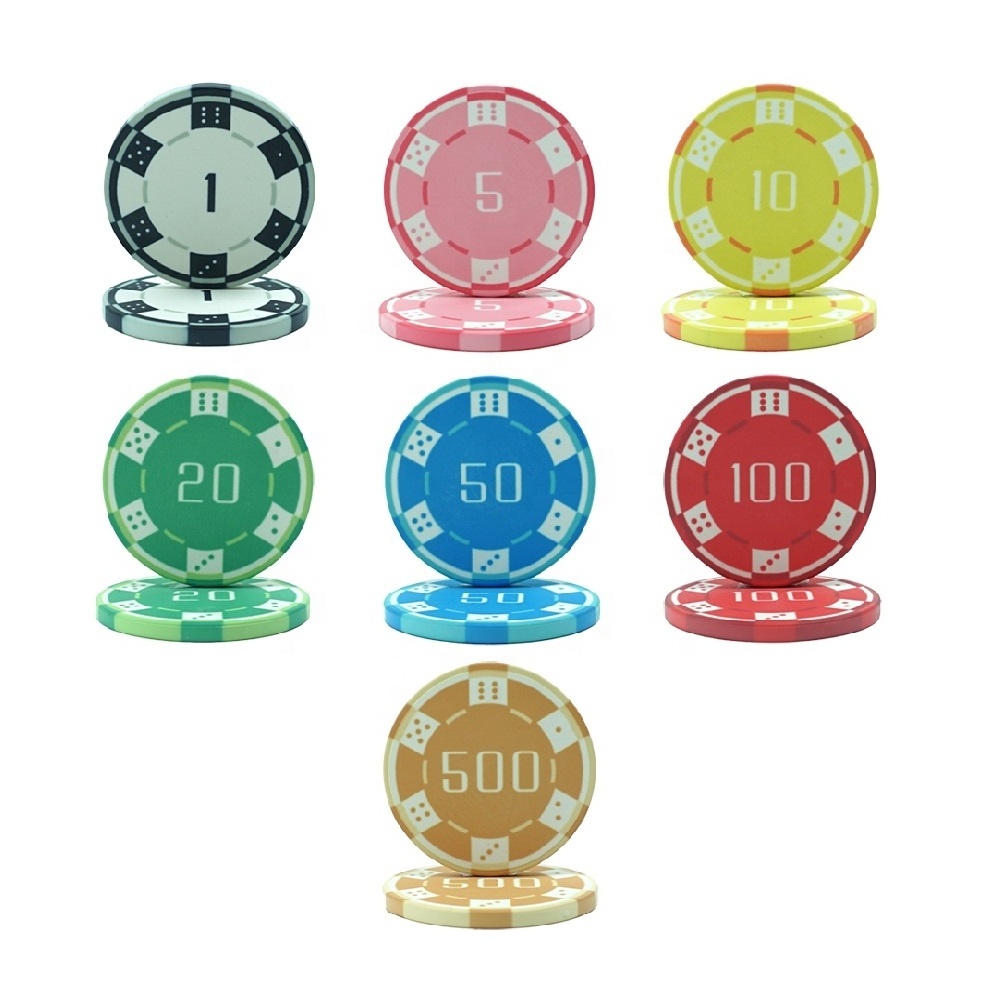 New design 39mm*3.5mm ceramic dice poker chips of 10g per piece digital value chips from directly factory for caisno game