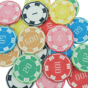 New design 39mm*3.5mm ceramic dice poker chips of 10g per piece digital value chips from directly factory for caisno game