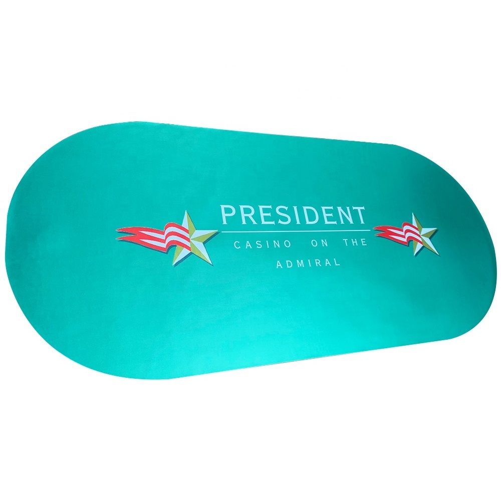 Professional custom logo green rubber 190cm*90cm poker table cloth mat for texas table game