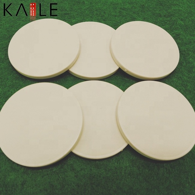 Factory supply 39mm cheap white poker chips ceramic blanks 10g  per piece any logo design can print on chips for casino games