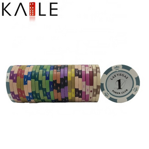 14g Las vegas clay single poker chips 40mm 3 crown design color chip with number denomination factory custom for poker club game