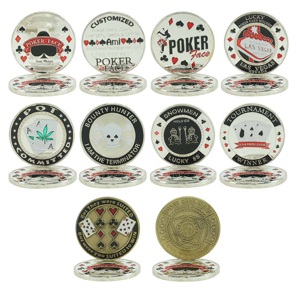 Factory wholesale metal poker cards guards card with transparent plastic protector custom logo design for casino gambling game